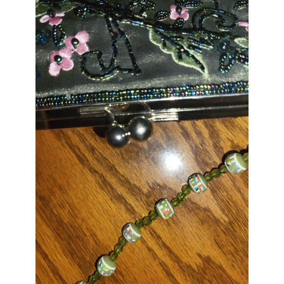 Apt 9 Forest Green Embroided Embellished Clutch Handbag - Picture 5 of 9